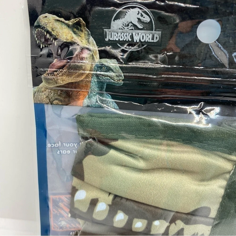 Jurassic World Kids Dinosaur Washable Cloth Face Mask Ages 2+ New In Package